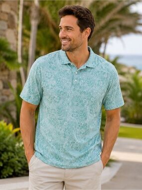 Tommy Bahama Men's Short Sleeve Polo Shirt Tropical Green XXL The‎ Bahama Coast